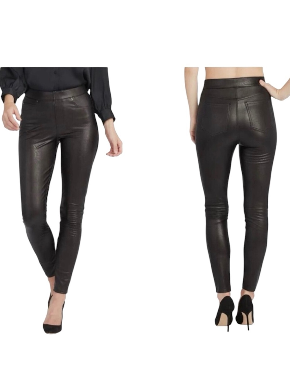 Spanx Faux Leather Like Ankle Skinny Pant 20282Q Black Petite XS High Rise - Picture 2 of 8